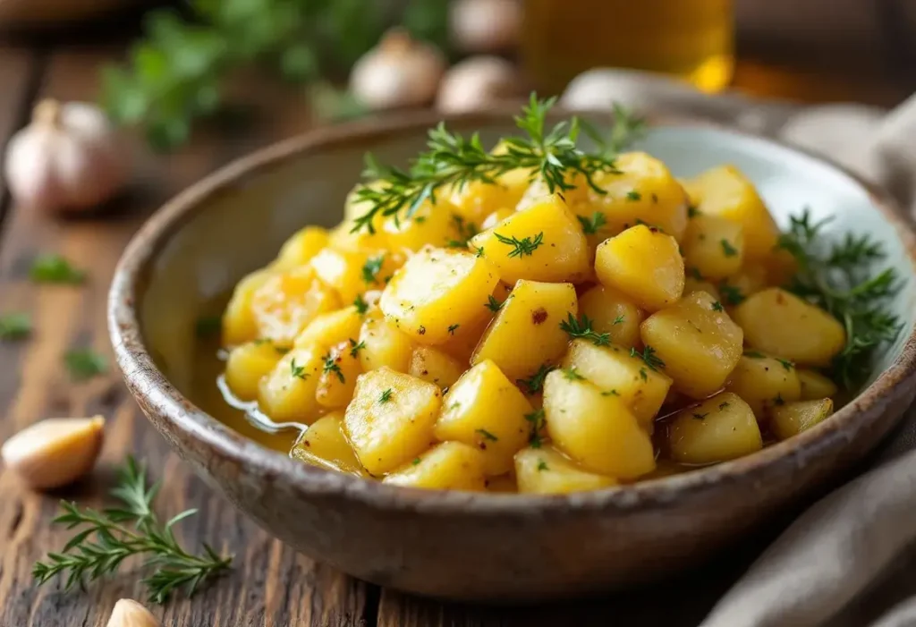 Écrasé de pomme de terre huile d'olive et ail : recette savoureuse